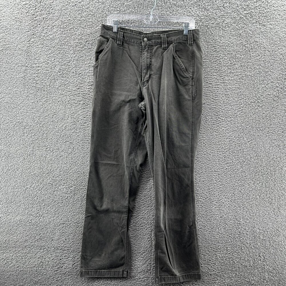 Carhartt Work Pants Jeans Mens 32 X 31 Gray Canvas Relaxed Fit Rugged Flex *